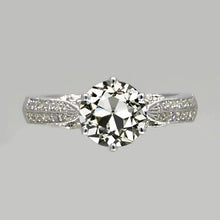 Lady's Ring Round Old European Real Diamond 6 Prong Set 2.50 Carats Jewelry