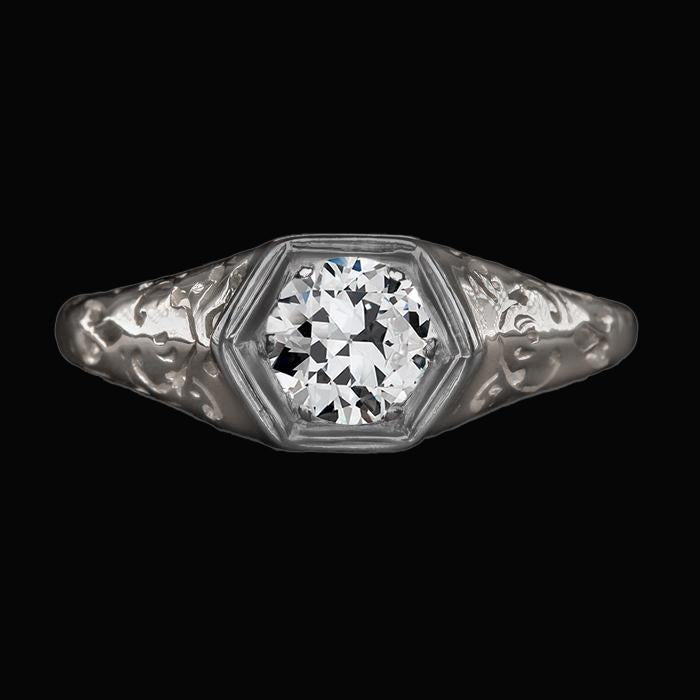 Lady's Round Old Miner Real Diamond Solitaire Ring Vintage Style 2 Carats