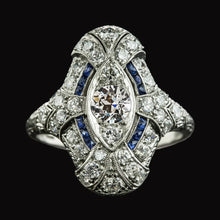 Like Edwardian Jewelry Old Cut Natural Diamond Baguette Sapphire Ring Milgrain