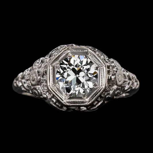 natural round diamond 2ct ring front view