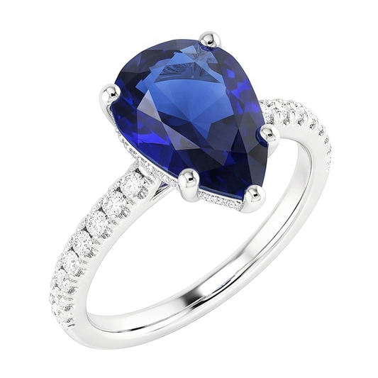 Luxury Royal Blue Sapphire Colored Stone Ring – 2 ct 14K White