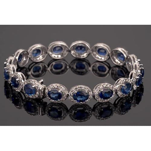 IGI CERTIFIED Blue Sapphire Tennis Bracelet Prong Set 39 Carats Women Jewelry