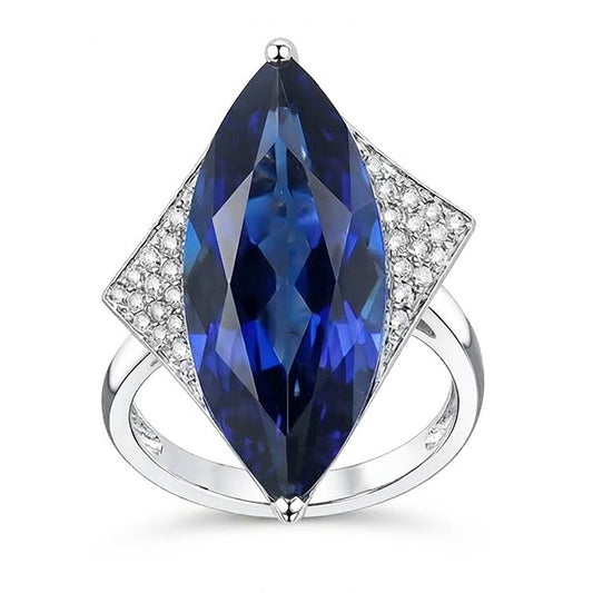 Marquise Blue Sapphire Engagement Ring With Small IGI CERTIFIED Diamonds 5.50 Carats