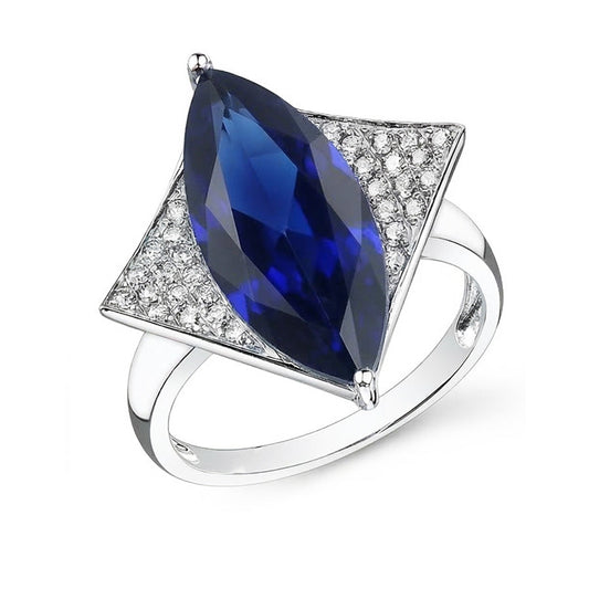 Marquise Blue Sapphire Engagement Ring With Small IGI CERTIFIED Diamonds 5.50 Carats