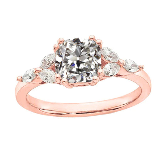 natural cushion diamond 3.5ct ring front view
