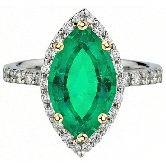 Sophisticated Colombian Emerald Colored Stone Ring 3.50 ct – front view