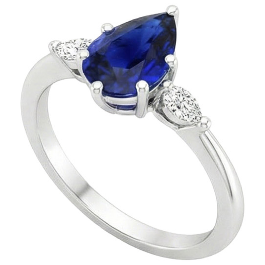 natural pear sapphire 3ct ring side angle