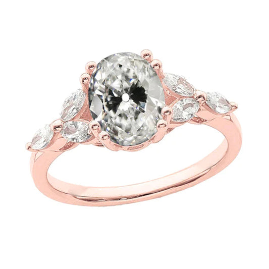 natural oval diamond 4.50ct ring front view