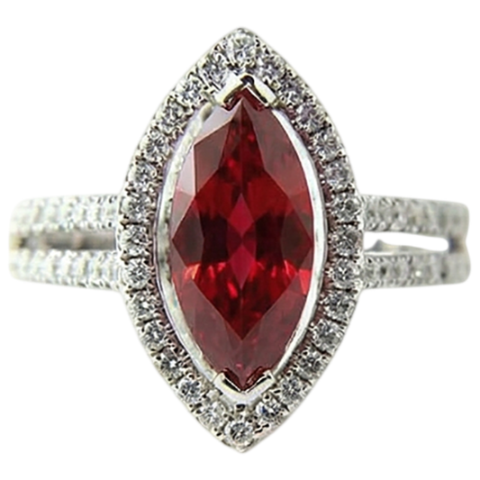 Marquise Shape Red Ruby & Natural Earth Mined DIAMOND ( NOT LAB GROWN ) Ring 4.50 Carats White Gold Jewellery