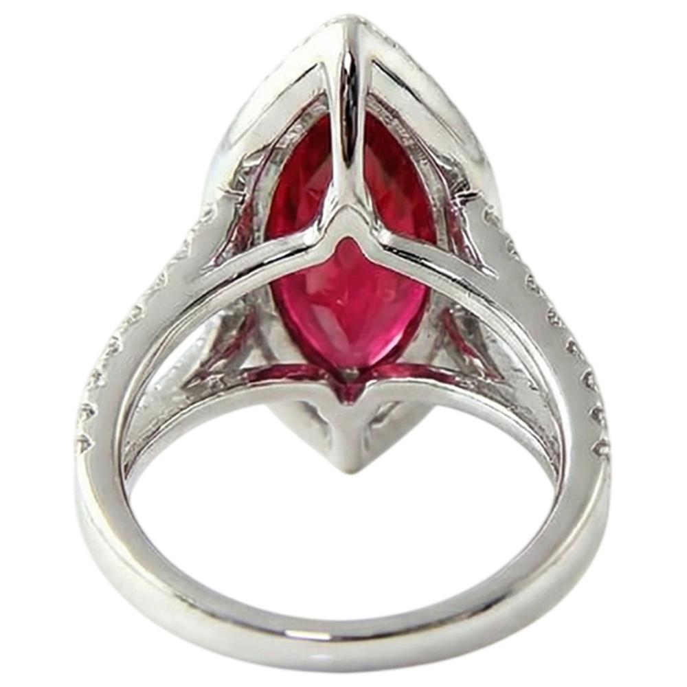 Marquise Shape Red Ruby & Natural Earth Mined DIAMOND ( NOT LAB GROWN ) Ring 4.50 Carats White Gold Jewellery