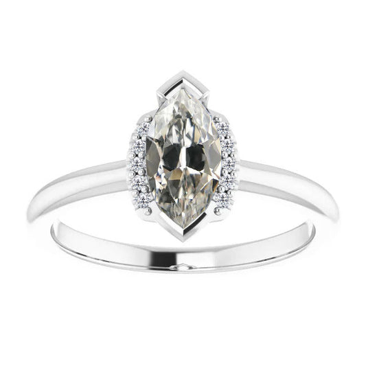 Genuine Diamond Halo Engagement Ring 1 ct 14K White Gold – main view