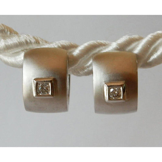 Matt Finish Huggies Earrings Round Real Diamond G/H Si Satin Finish