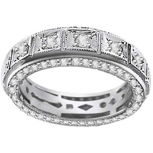 Men 3.70 Carats Round Cut Genuine Diamond Wedding Band 14K White Gold