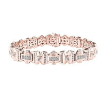 Men Bracelet 14K Rose Gold Princess With Round Real Diamond 9 Carats