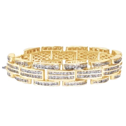 Men Real Diamond Bracelet Yellow Gold 14K Jewelry 17.60 Carats