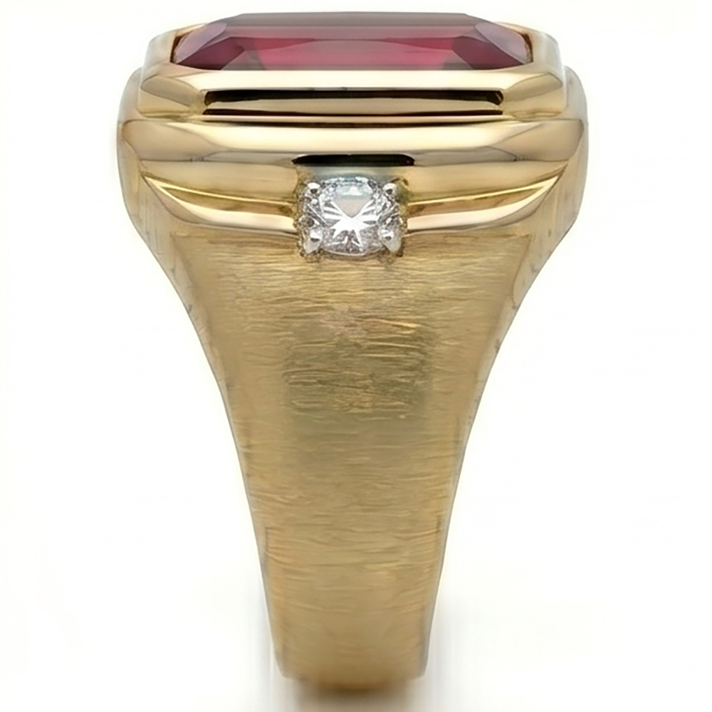 Men's 10K Yellow Gold Pigeon Blood Ruby Gentleman's Ring –