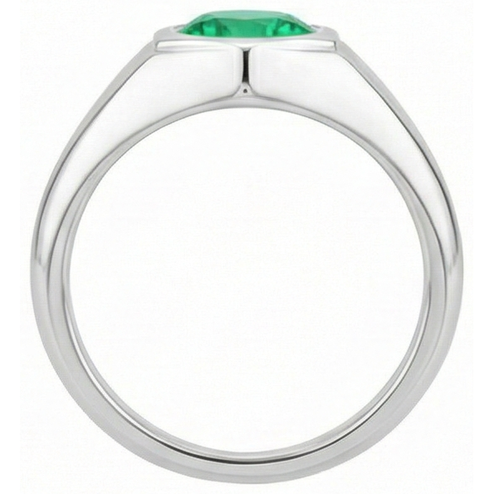 Round Brilliant Emerald ring in 14 Karat White Gold – top view