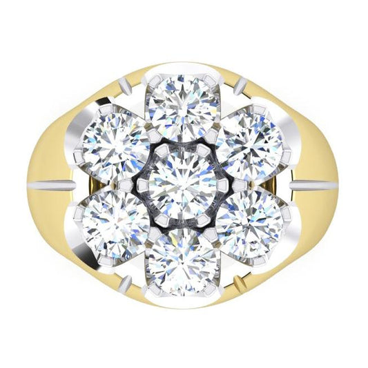 Men's Cluster Diamond Ring Lab Grown Two Tone Jewellery for Men