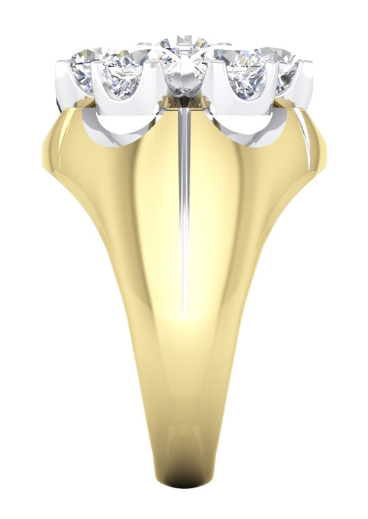 Men's Cluster Diamond Ring Lab Grown Two Tone Jewellery for Men