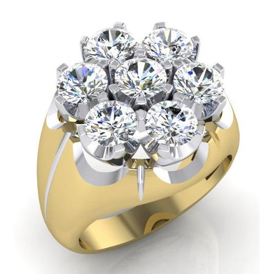 Men's Cluster Diamond Ring Lab Grown Two Tone Jewellery for Men