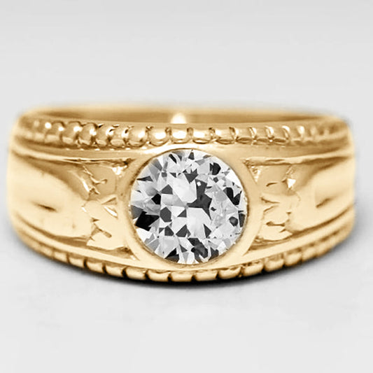 Handmade Fine Diamond Gentleman's Ring 2 ct – front view