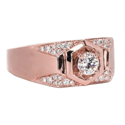 Men's Custom Jewelry Rose Gold 14K Round Natural