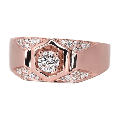 Jewelry Rose Gold 14K Round Natural Diamond Band