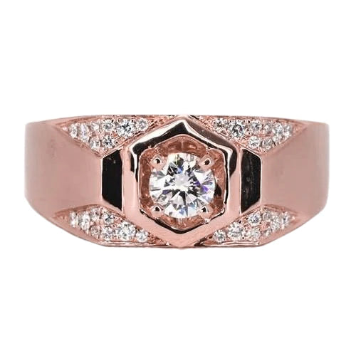 Men's Custom Jewelry Rose Gold 14K Round Natural Diamond Band