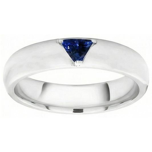 Mens Gemstone Ring Solitaire Trillion Deep Blue Sapphire Jewellery 1 Ct