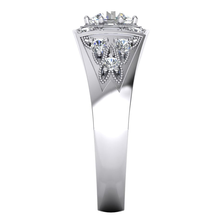Men's Real Round Diamond Ring 1.50 Carats Gold 14K
