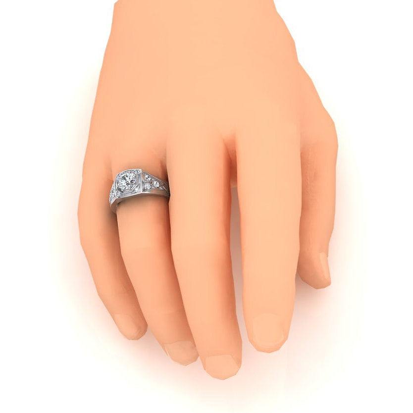 Men's Real Round Diamond Ring 1.50 Carats Gold 14K
