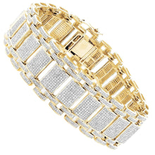 Mens Sparkling 14.50 Carats Natural Diamonds Bracelet Gold Yellow 14K