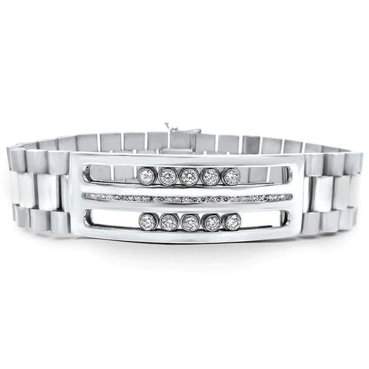 Mens Watch Style Real Diamond Bracelet