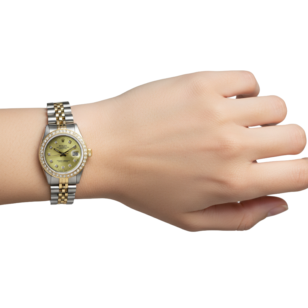 Midsize 31mm Datejust Rolex Watch Custom Natural Earth Mined Diamond Bezel Gold & Ss P5