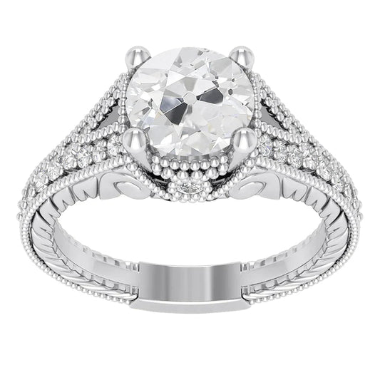 natural round diamond 4.50ct ring front view
