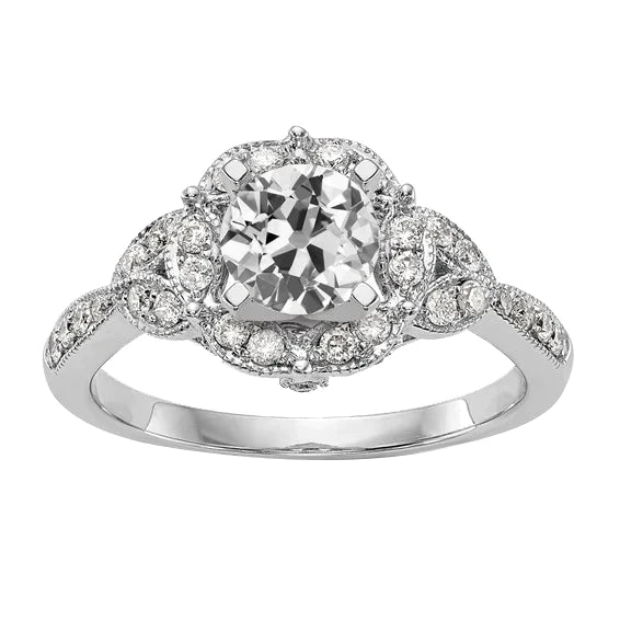 Milligrain Halo Natural Diamond Anniversary Ring Old Cut Ladies 3.50 Carats