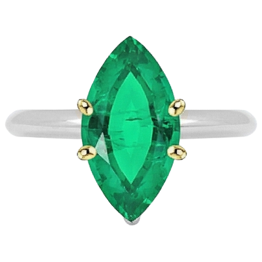 Earth-Mined Fine Emerald Colored Stone Ring – front view