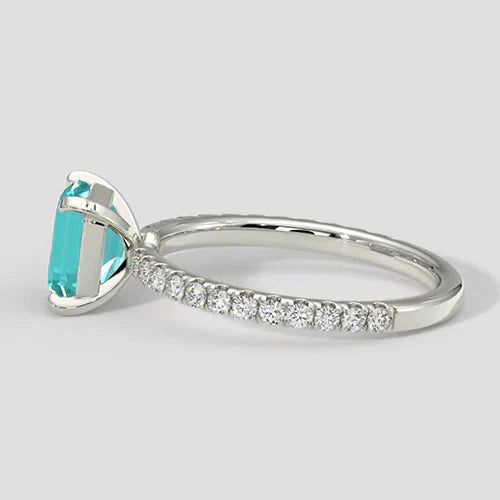 Modern Asscher Paraiba Tourmaline Ring