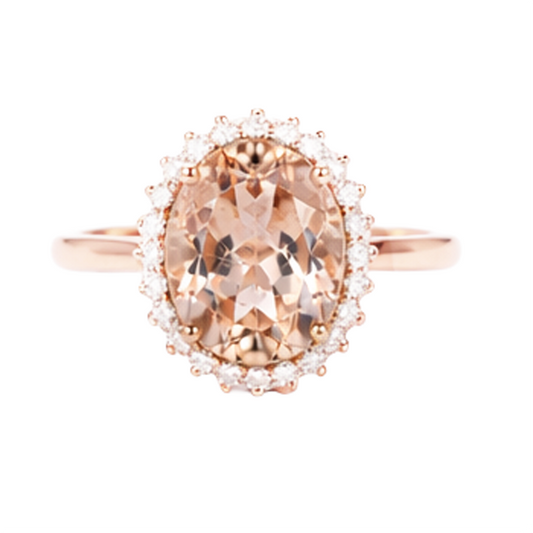 natural round morganite 11.75ct ring side angle