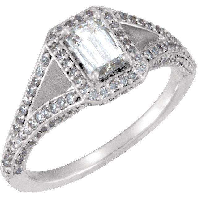 Natural 1 Carat Emerald Diamond White Gold Ring