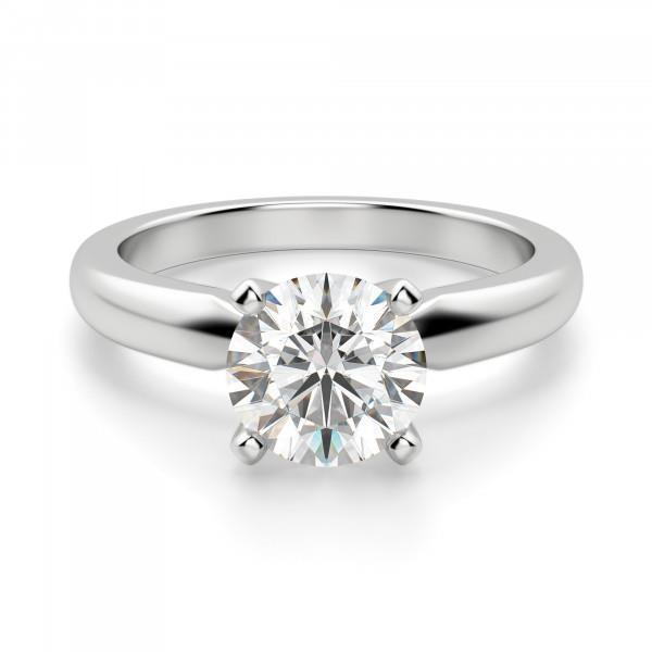 Natural 1 Carat Round Solitaire Diamond Engagement Ring White Gold 14K