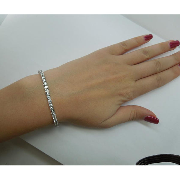 Natural 11 Carats Diamond Tennis Bracelet White Gold 14K