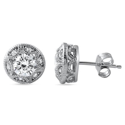Natural 1.20 Carats Women Stud Earrings White Gold 14K