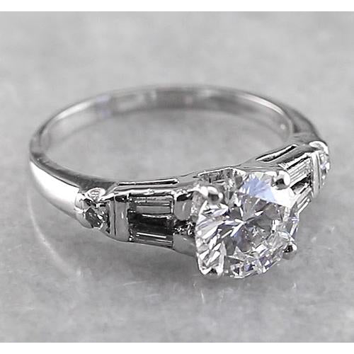 Natural 2 Carats Round Diamond Engagement Ring White Gold 14K