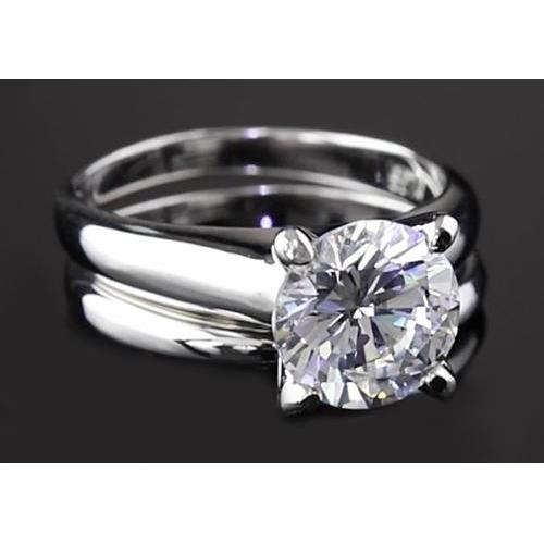 Natural 2 Carats Round Engagement Ring Set 4