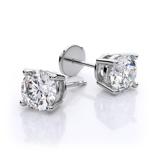 Natural 3 Carat Diamond Studs Earrings White Gold 14K