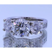 Natural 3.50 Carats Diamond Engagement Ring 14K White Gold Three Stone
