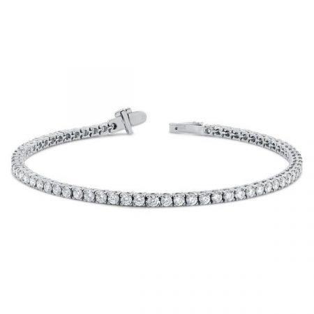 Natural 4.55 Carats Round Cut Diamonds Lady Tennis Bracelet Gold White 14K