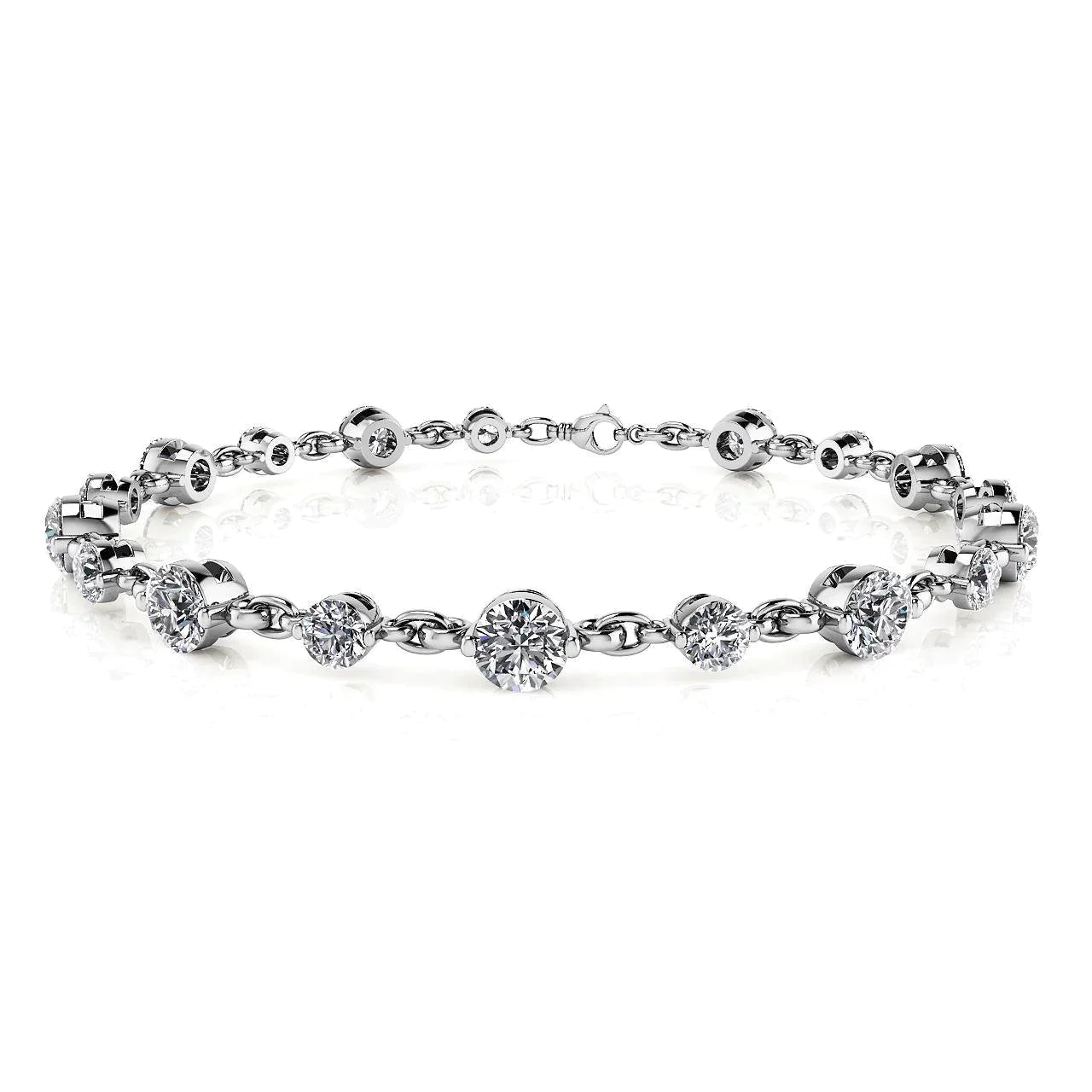 Natural 75 Pointer Gold Diamond Tennis Bracelet