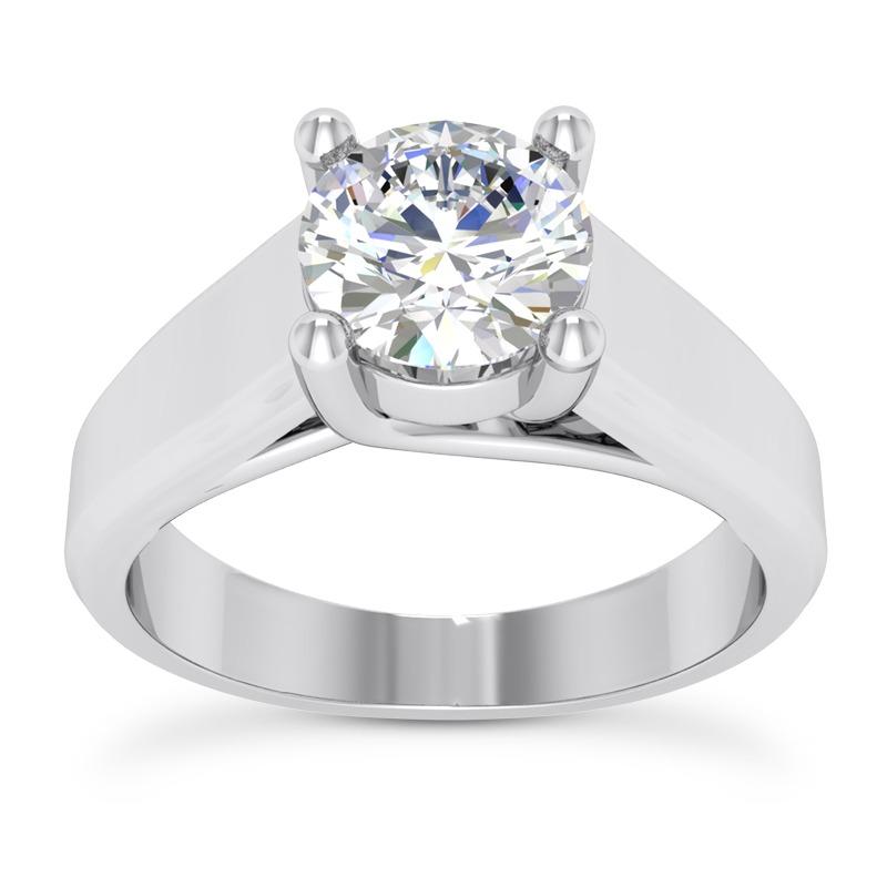 Natural Big Diamond Solitaire Ring 3 Ct. White Gold 14K